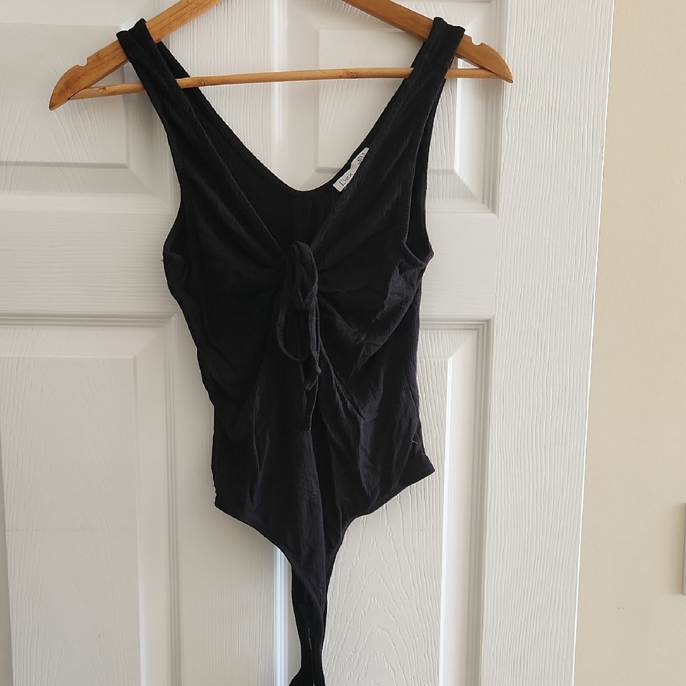 Dex Black Tie-Front Bodysuit